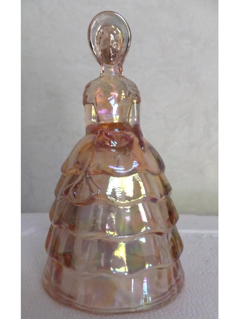 Summit Vintage VSB Iridescent Pink Glass Melanie Bell With Ruffled Dress Design